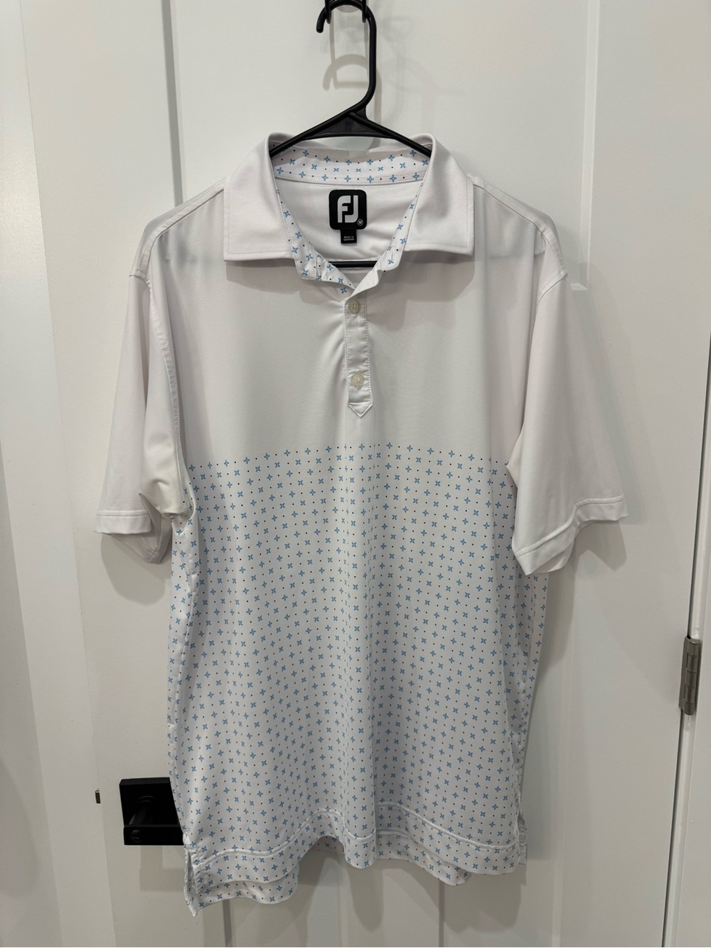 FootJoy White Polo with Light Blue Star Print